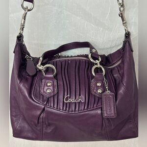 Coach Ashley Gathered Deep Purple Leather Shoulder Bag / Shoulder Bag